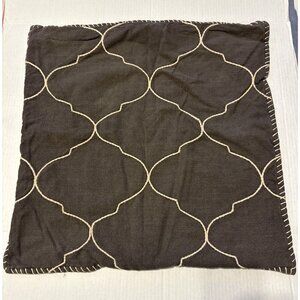 2 Pottery Barn Grey Moroccan Tile Embroidered Pillows Shams 22X22
